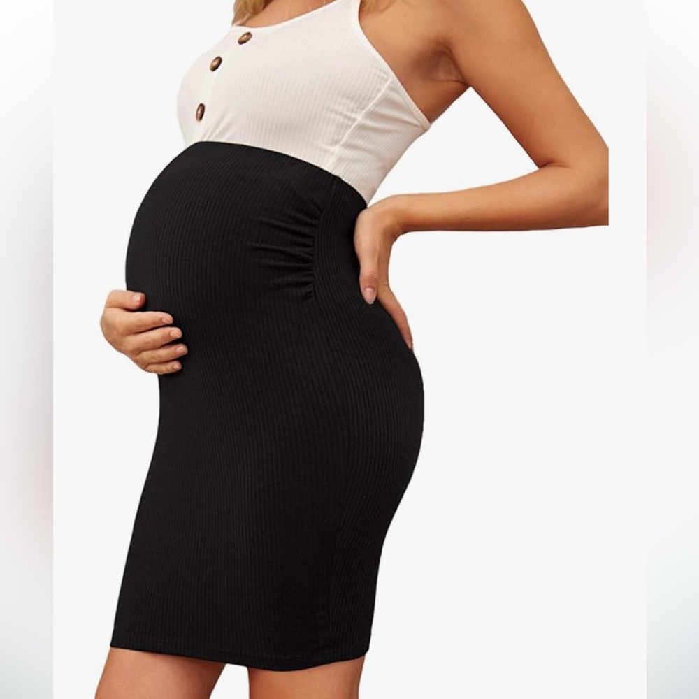 Women's High Waisted Stretchy Tummy Control Bodycon Maternity Pencil Skirt